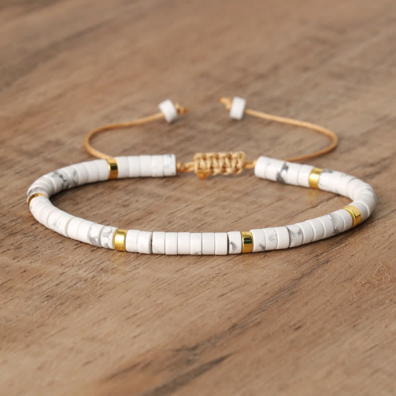 Avelena | Geflochtenes Armband mit 2,4 Mm Natursteinrollen Seraphina