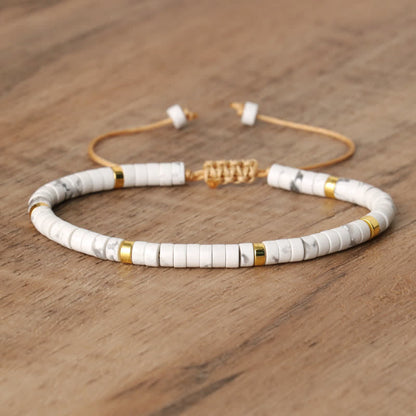Avelena | Geflochtenes Armband mit 2,4 Mm Natursteinrollen Seraphina