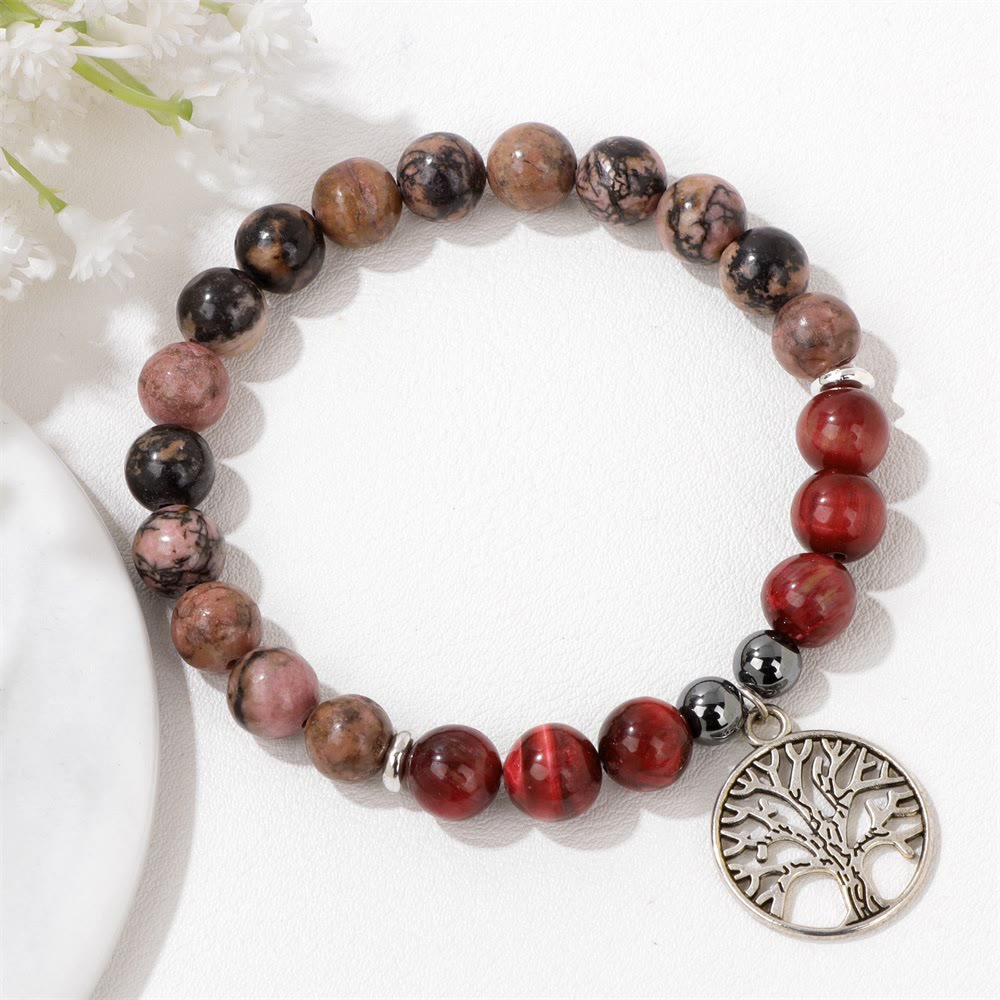 Avelena | Mila Armband mit Natürlichen Kristallen und Lebensbaum Design