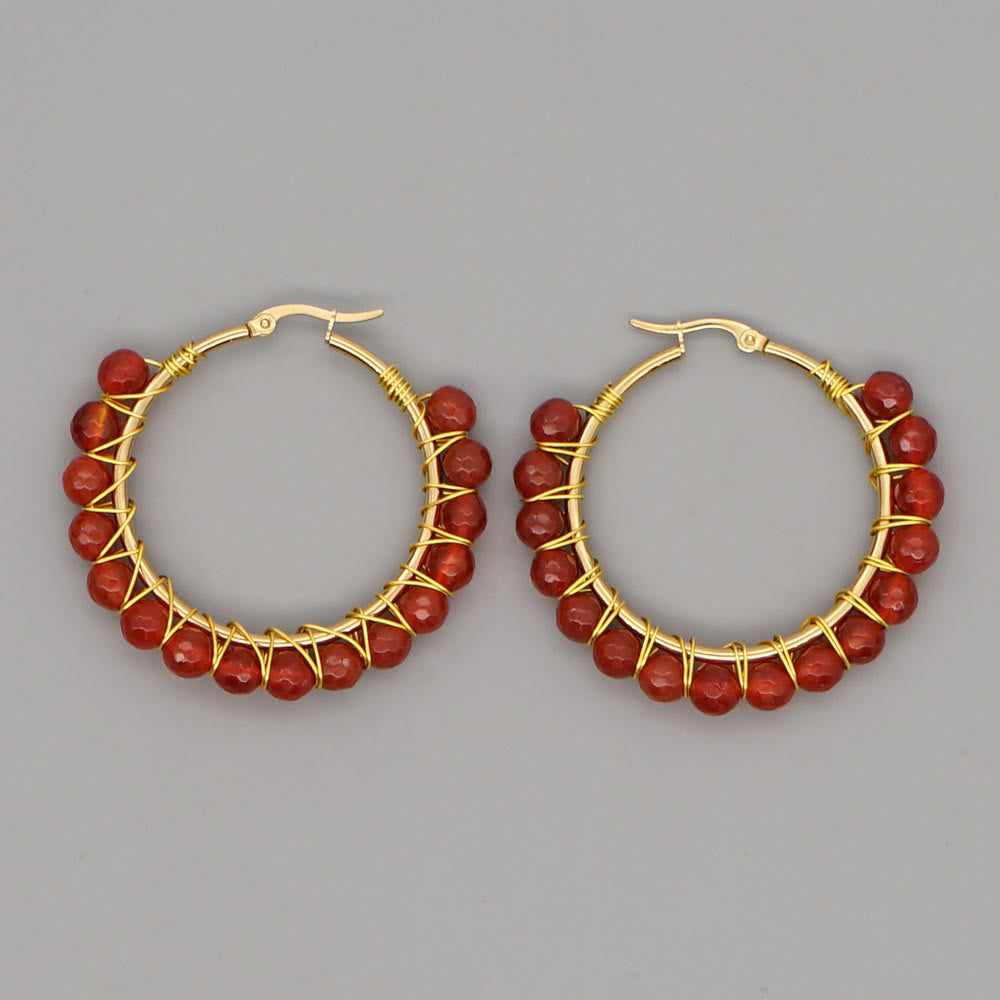Avelena | Boho natürliche Kristalle große Hoop Ohrringe Sanne