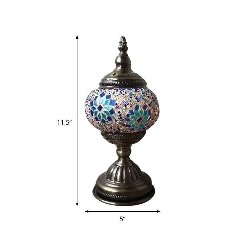 Avelena | Bohemia Orb Nachttischlampe Einfach Licht Handgeschnittenes Glas Nachttischbeleuchtung In Weiß/Rot/Himmelblau