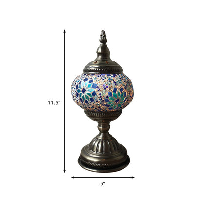 Avelena | Bohemia Orb Nachttischlampe Einfach Licht Handgeschnittenes Glas Nachttischbeleuchtung In Weiß/Rot/Himmelblau