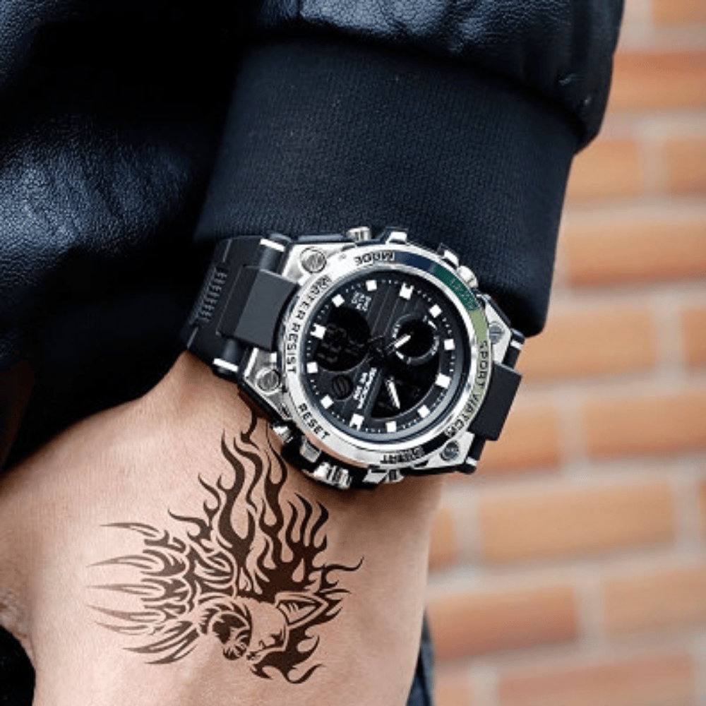 Avelena | Sportliche Dual-Display Mode Multifunktionale wasserdichte leuchtende Herrenarmbanduhr