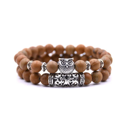 Avelena | Eule Charme Naturstein Armband