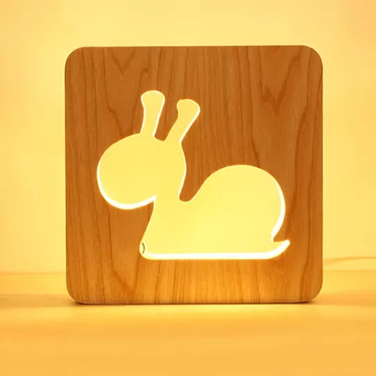 Avelena | Einfache Stil Schnecken Schreibtischlampe Holz Beige Kleine Schreibtischlampe für Kinderzimmer Wohnheim