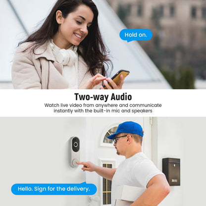 Avelena | Drahtlose Smart-Video-Türklingel – Außenüberwachung mit HD-Nachtsicht