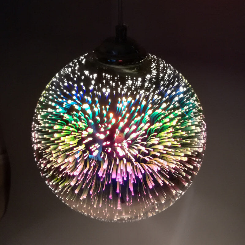 Avelena | Moderne kreative 3D bunte Feuerwerk Glas 1-Licht Kuppel Pendelleuchte