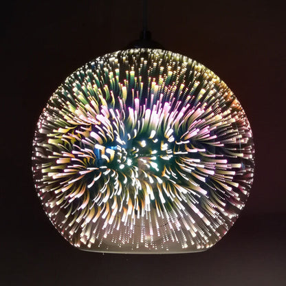 Avelena | Moderne kreative 3D bunte Feuerwerk Glas 1-Licht Kuppel Pendelleuchte