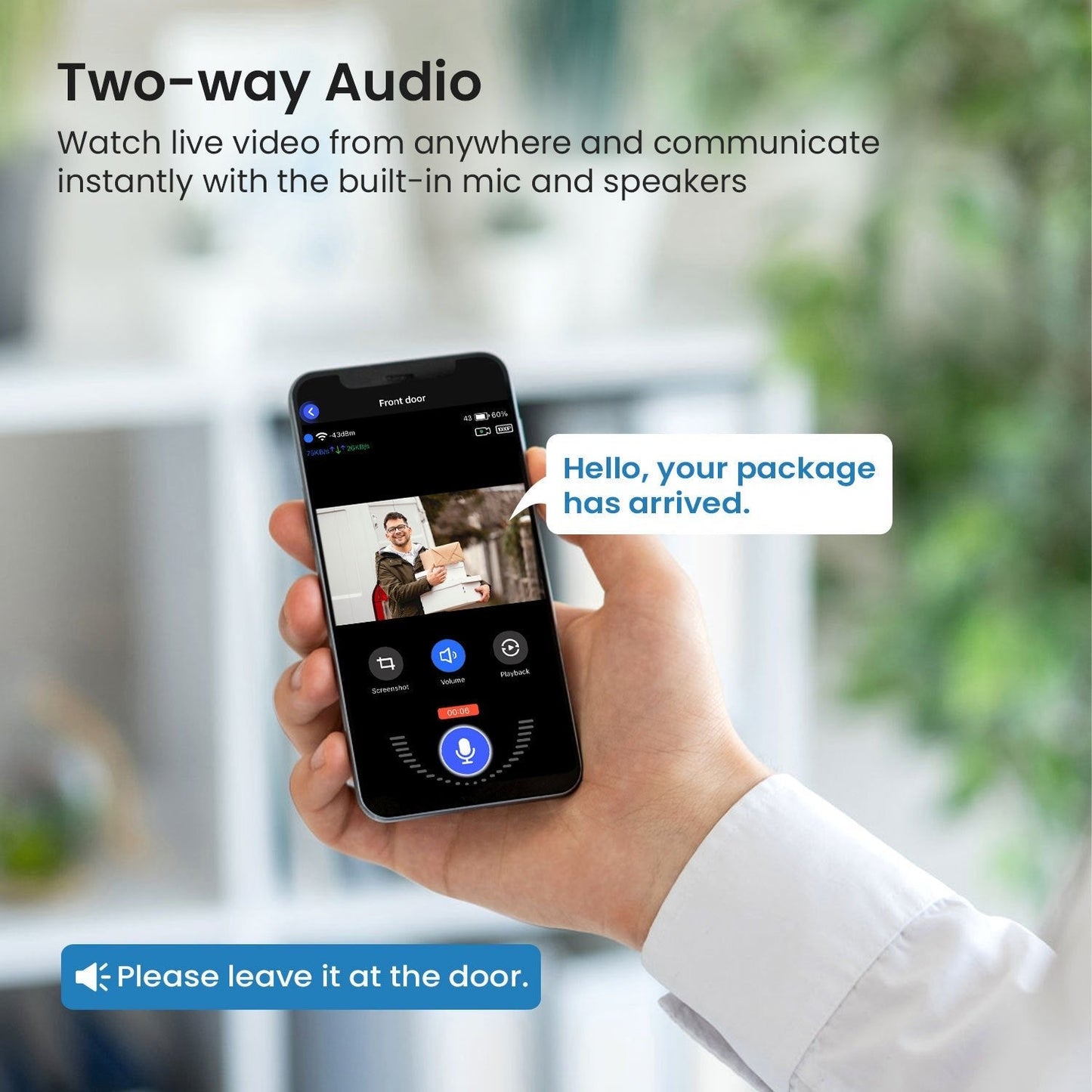 Avelena | Drahtlose Smart-Video-Türklingel – Außenüberwachung mit HD-Nachtsicht