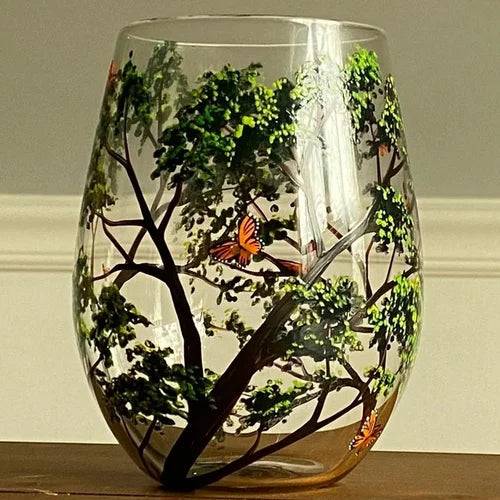 Avelena | Vier Jahreszeiten Baum Weingläser - Hand gemalt Kunst