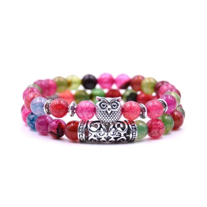 Avelena | Eule Charme Naturstein Armband