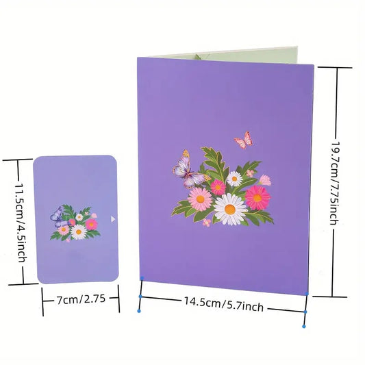 Avelena | Vibrant 3D Schmetterling & Gänseblümchen Pop-Up Grußkarte