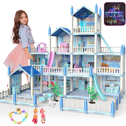 Avelena | Puppenhaus Mit Farbenfrohem Licht, Tust Als Ob Spiel Multirom & 2 Puppen