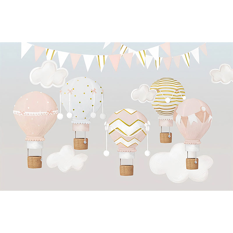 Avelena | Pastellrosa Wandmalerei Minimalistisch Extra Groß Ballon und Flagge Wandkunst für Das Mädchenzimmer