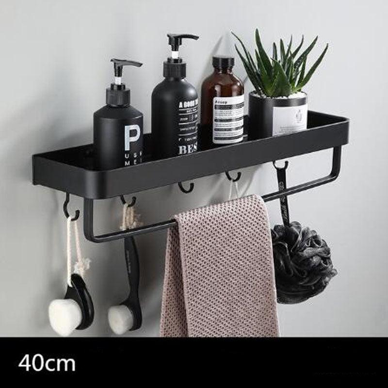Avelena | Schwarzes Badregal-System aus Raum-Aluminium Zur Wandmontage