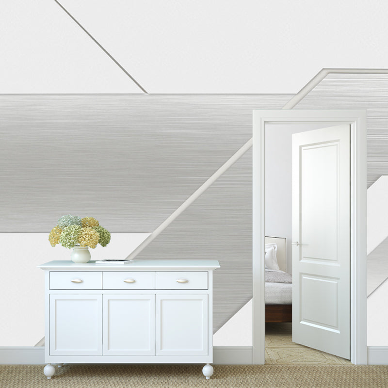 Avelena | Großer Foto-Stil Geometrien Tapete für Gästezimmer In Grau, Maßgeschneiderte Größe Verfügbar