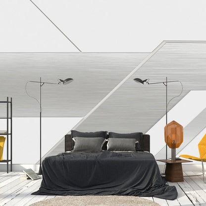 Avelena | Großer Foto-Stil Geometrien Tapete für Gästezimmer In Grau, Maßgeschneiderte Größe Verfügbar