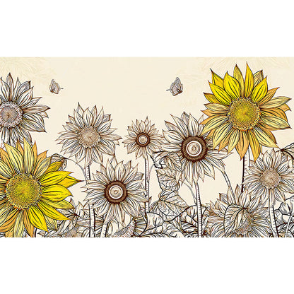 Avelena | Sonnenblumen Wandkunst In Gelb, Nostalgische Landhaus Tapete für Die Wohnkultur