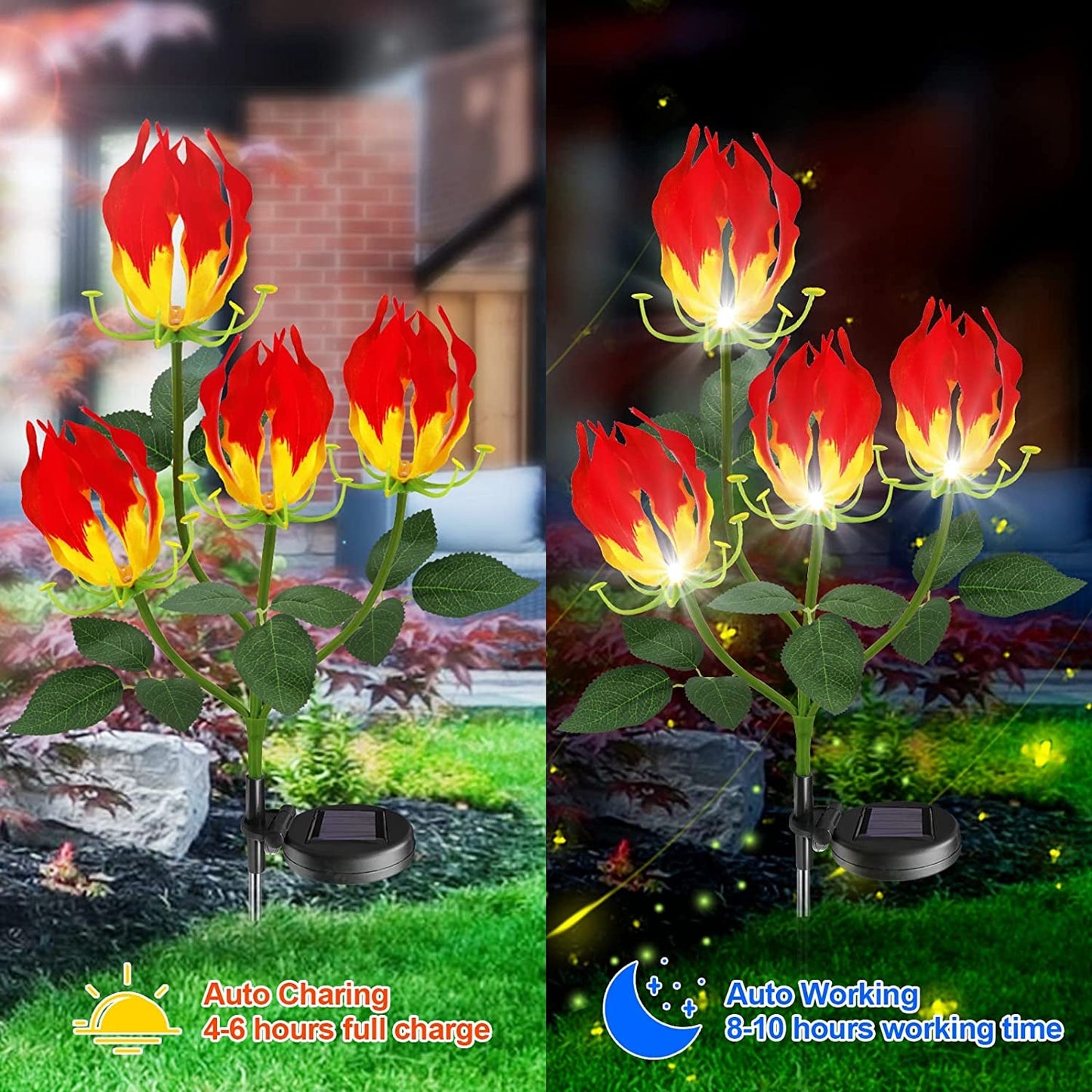 Avelena | Solhage Licht, Neueste Version Girlande Lilie Sonnenblume Licht Außenbetrieb Stake Dekorative Lichte Für Gärten, Gehwege, Patio, Vorhagen Außen Dekoration
