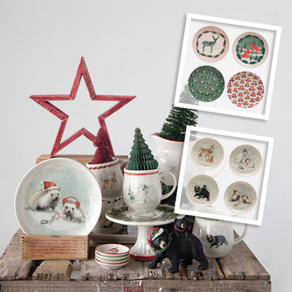 Avelena | Gusseisen Weihnachten Teller, Set mit 4 Wähle Deinen Stil