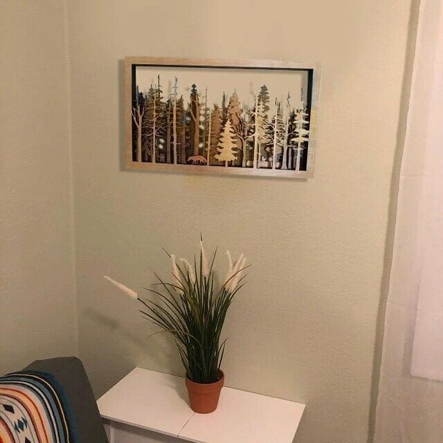 Avelena | Wanddeko Waldszene mit Fuchs | 7-lagige Lasercut Holzkunst | Baltische Birke