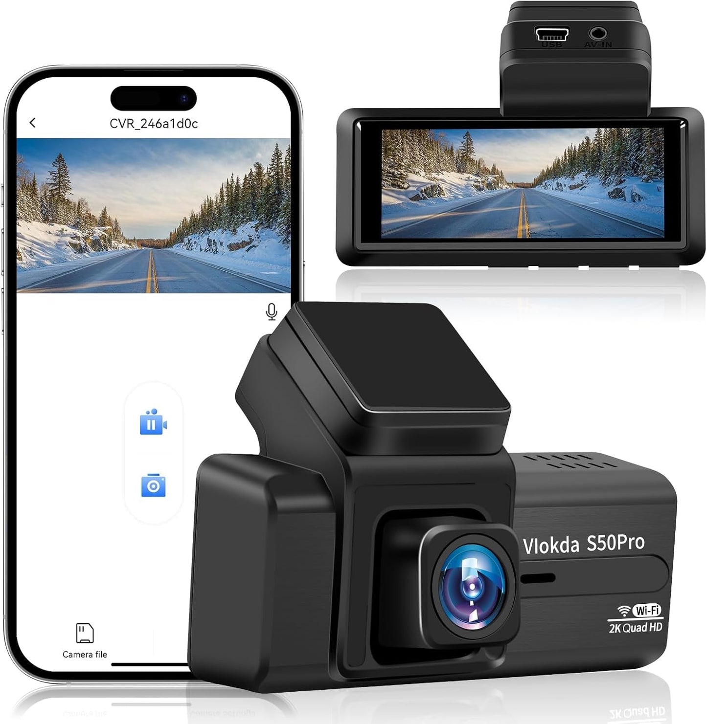 Avelena | 2K Front Dash Cam Mit Eingebautem Wifi - Qhd 1440P Mit Super Nachmodus, G-Sensor, 24-Stunden Parkmodus, 170° Weitwinkel, Loop-Aufnahme
