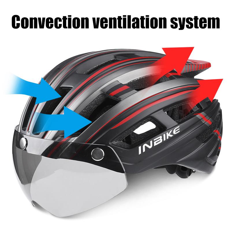 Avelena | Fahrradhelm mit Goggles Visier und Led-Rücklicht