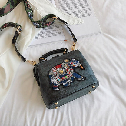 Avelena | Vintage Stickerei Elefant Tasche