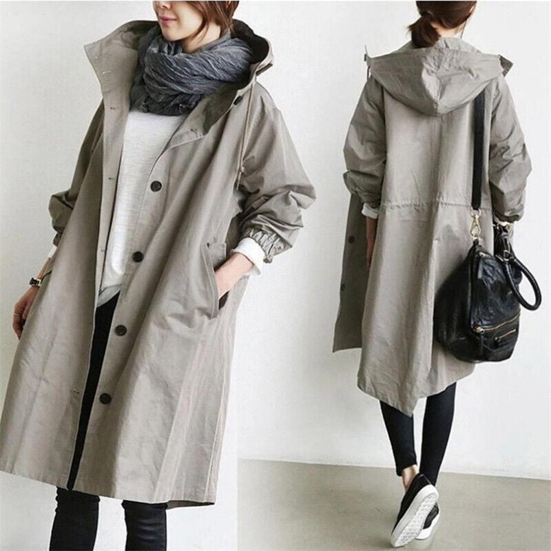 Waterdichte trenchcoat met capuchon voor vrouwen