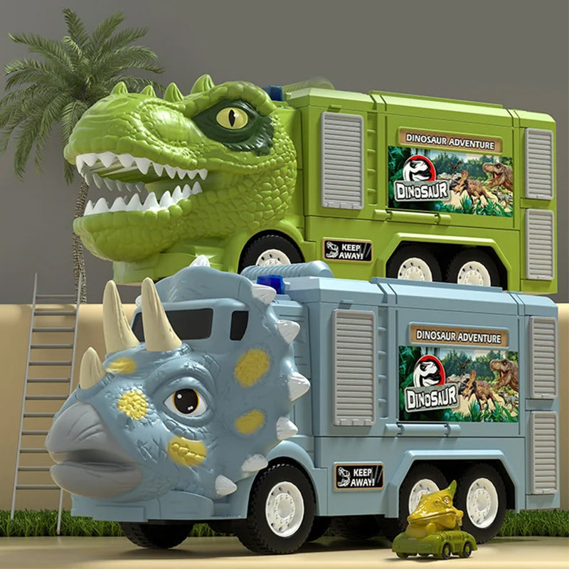 Avelena | Neues Dinosaurier Verwandlungs Technisches Lastwagen Schienen Spielzeug Set