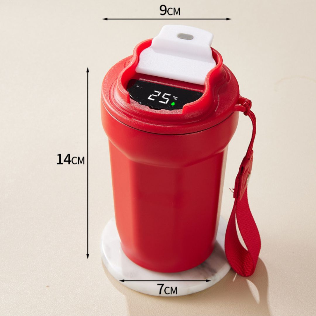 Avelena | Edelstahl  Kaffebecher mit LED Temperatur Anzeige 450 ML