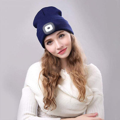 Avelena | Abziehbar LED Stirnlampe Beanie Mütze
