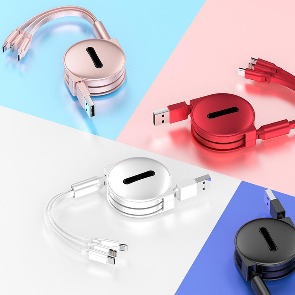 Avelena | 3-1 Ausziehbares Ladekabel Für Ios, Micro und Type-C