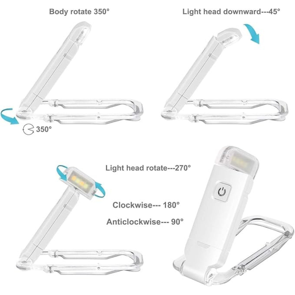 Avelena | Buchleselampen - Verstellbare LED Clip-On wiederaufladbare Buchlampe, USB-betrieben für das Lesen im Bett, am besten für Bücherwürmer und Kinder