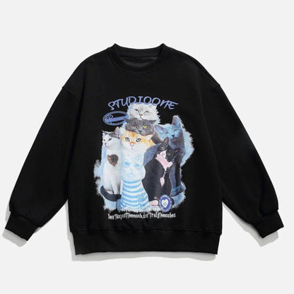 Avelena | Lässiges Sweatshirt mit Katzenmotiv aus Baumwolle