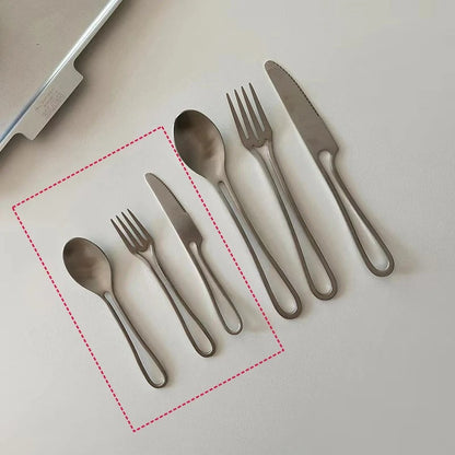 Avelena | Outline Edelstahl Besteck Set – Modernes Design mit Hohlgriffen – 3-teilig für Dinner & Dessert