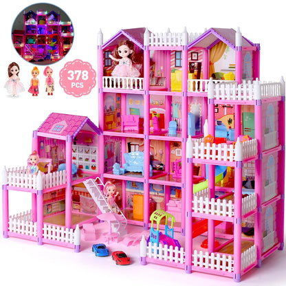 Avelena | Puppenhaus Mit Farbenfrohem Licht, Tust Als Ob Spiel Multirom & 2 Puppen