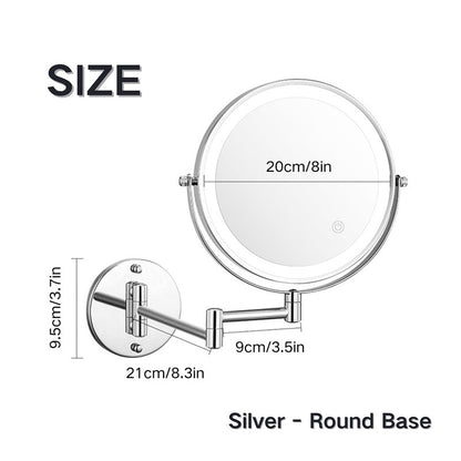Avelena | Wiederaufladbarer Wandspiegel zum Rasieren | 360° Drehung. 1X/10X Vergrößerung & Einstellbare LED-Beleuchtung für den Einsatz im Badezimmer