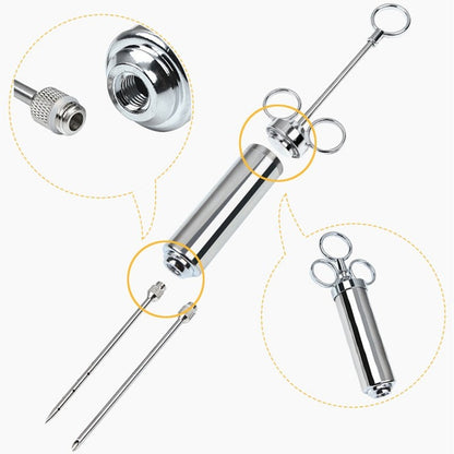 Avelena | Edelstahl Fleisch Marinade Injektor, mit 3 Nadeln, für Fleisch, Truthahn, Bruststück