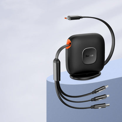 Avelena | 3-in-1 ausziehbares drehbares Ladekabel, mit Lightning, Type-C & Micro, für Handys & Tablets