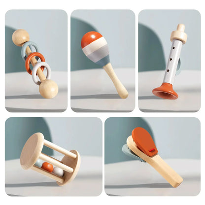Avelena | Holz Montessori Musikinstrumenten Set für Kleinkinder - Professionell gestimmtes Xylophon, Maracas und mehr - Bildungs Geschenk für Vorschulkinder