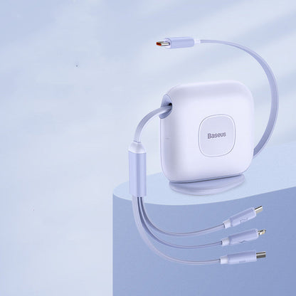 Avelena | 3-in-1 ausziehbares drehbares Ladekabel, mit Lightning, Type-C & Micro, für Handys & Tablets