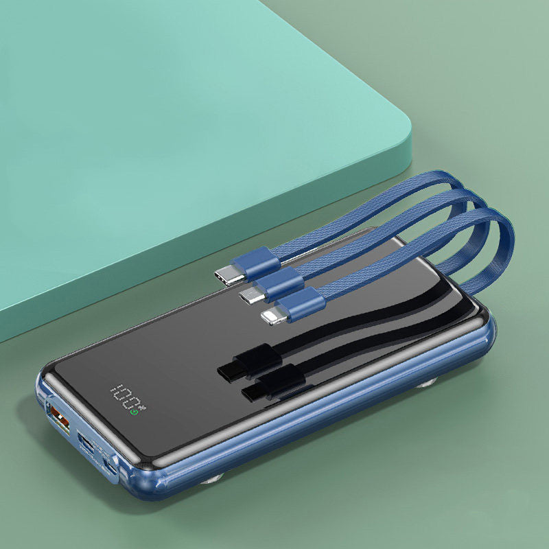 Avelena | 10000mAh Powerbank, mit integrierten Ladekabeln, 4 Ausgängen und 3 Eingängen, 22,5W/PD18W Schnellladung