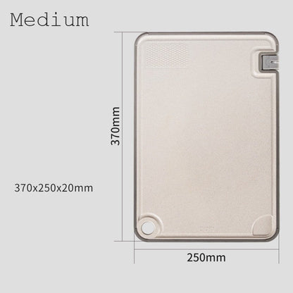 Avelena | Schneidebrett mit integriertem Messerschärfer, Knoblauchreibe, Saftauffang und rutschfester Unterseite, für Fleisch, Gemüse, Käse