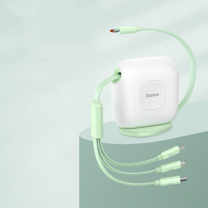 Avelena | 3-in-1 ausziehbares drehbares Ladekabel, mit Lightning, Type-C & Micro, für Handys & Tablets
