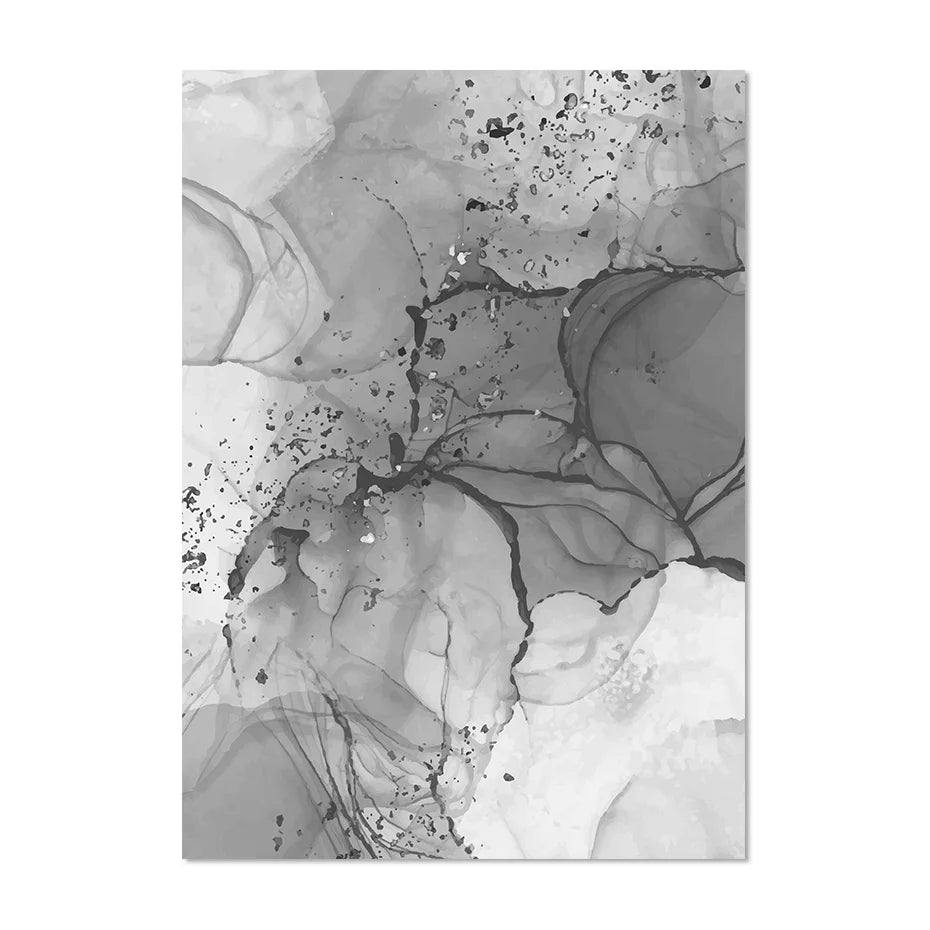 Avelena | Modern Grauer Fluider Marmor Druck Wandkunst Feine Kunst Leinwanddruck Abstrakte Schwarz-Weiß Poster Bilder für Wohnzimmer Home Office Kunst Dekor