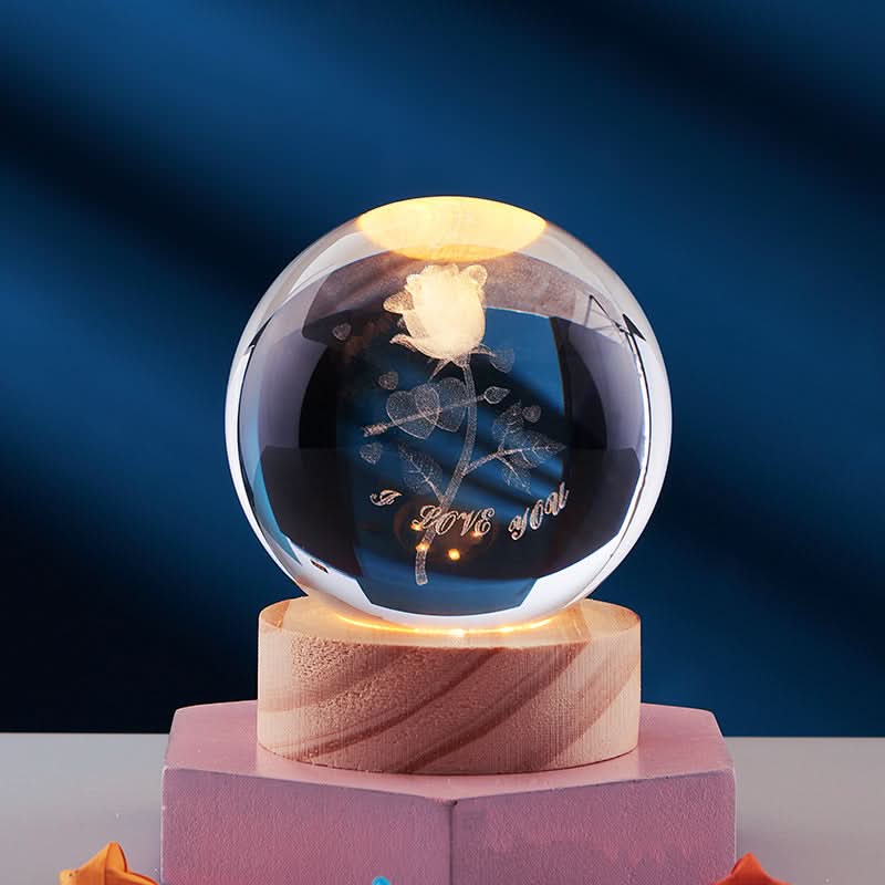 Avelena | Elegante 3D LED-Nachtlampe mit funkelndem Kristallschein