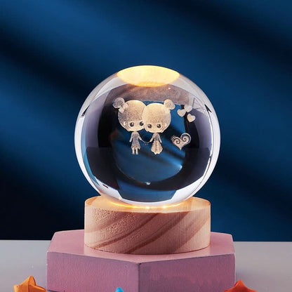 Avelena | Elegante 3D LED-Nachtlampe mit funkelndem Kristallschein