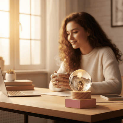 Avelena | Elegante 3D LED-Nachtlampe mit funkelndem Kristallschein