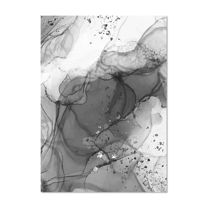 Avelena | Modern Grauer Fluider Marmor Druck Wandkunst Feine Kunst Leinwanddruck Abstrakte Schwarz-Weiß Poster Bilder für Wohnzimmer Home Office Kunst Dekor